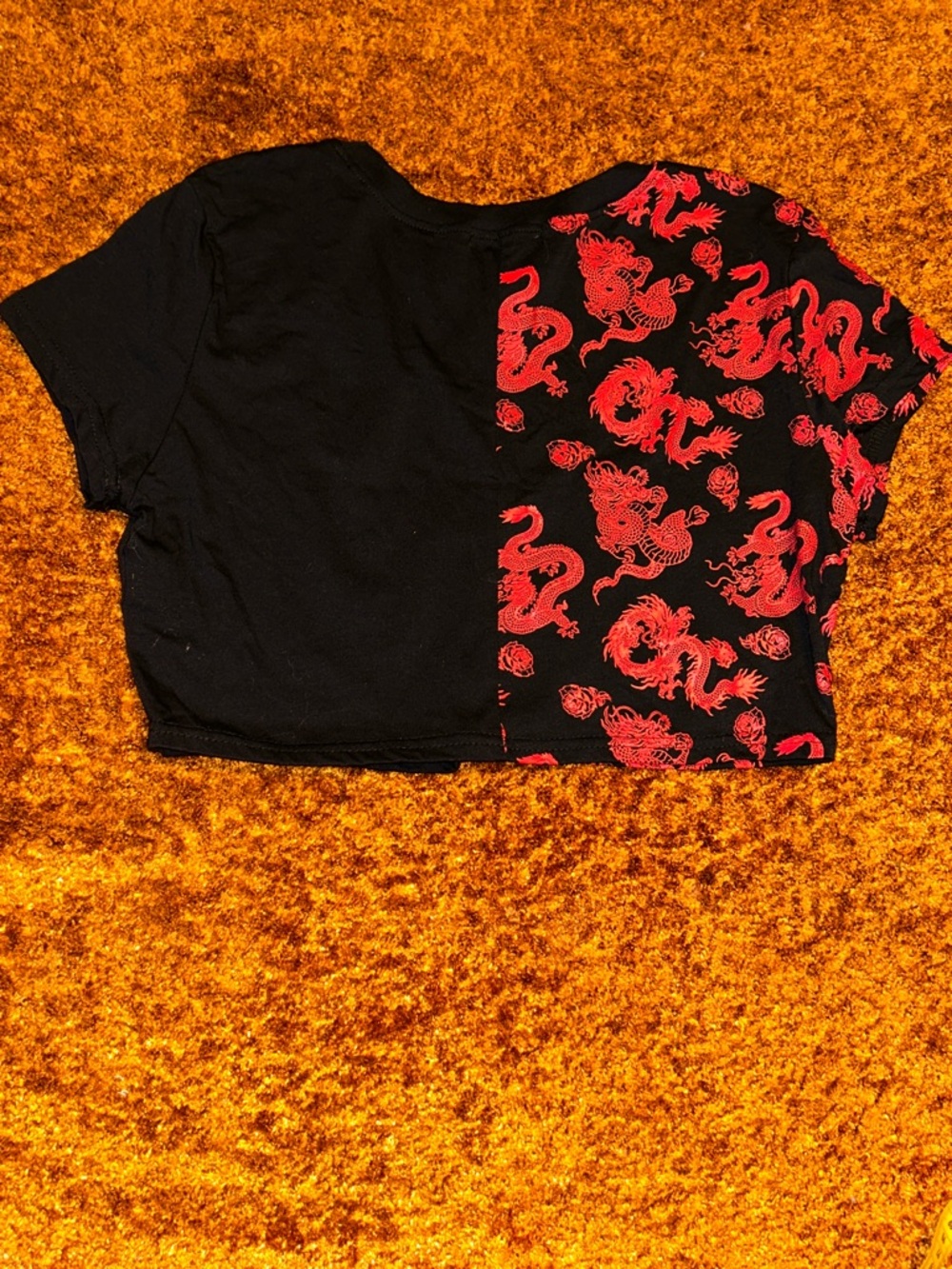 Black & Red Dragon Split Crop Tee - Picture 5 of 7